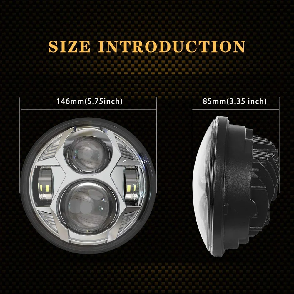 51W 5.75 Inch LED Motorcycle Headlight Hi/Lo Beam for Harley Sportster Touring Honda Rebel 300 500 Triumph Headlamp,Chrome 1 Pcs - Image 5