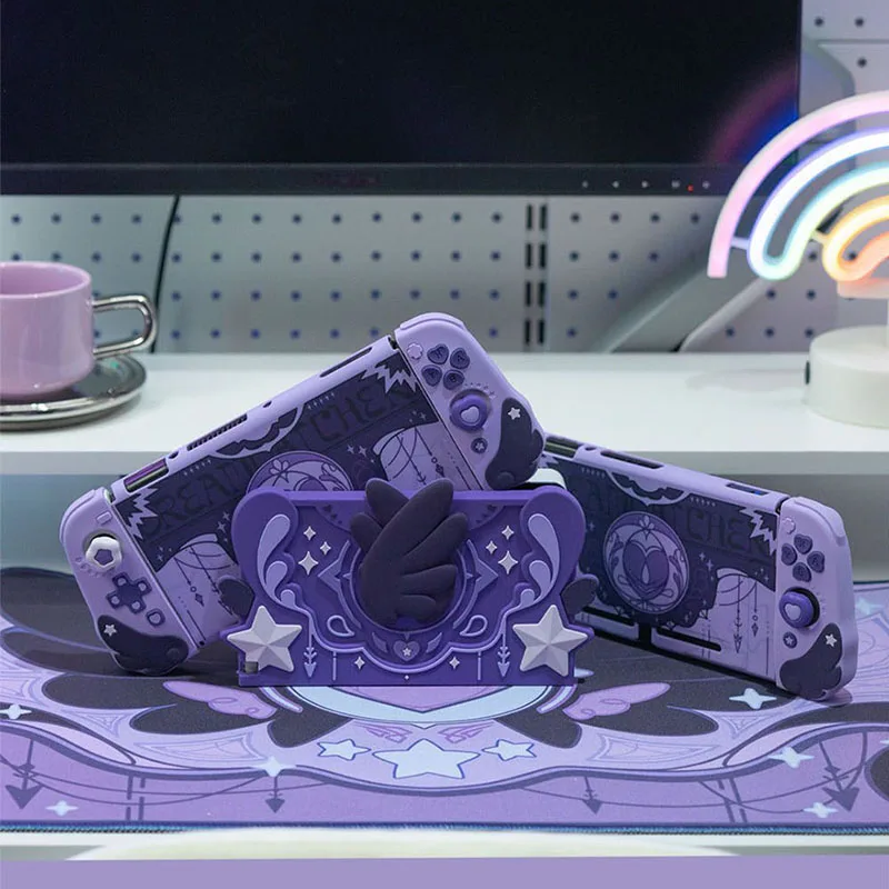 لنينتندو سويتش/سويتش OLED حافظة واقية الجناح ستار الظلام سلسلة غطاء غبار قبضة الإبهام قبعات لينة واقية قذيفة مجموعة