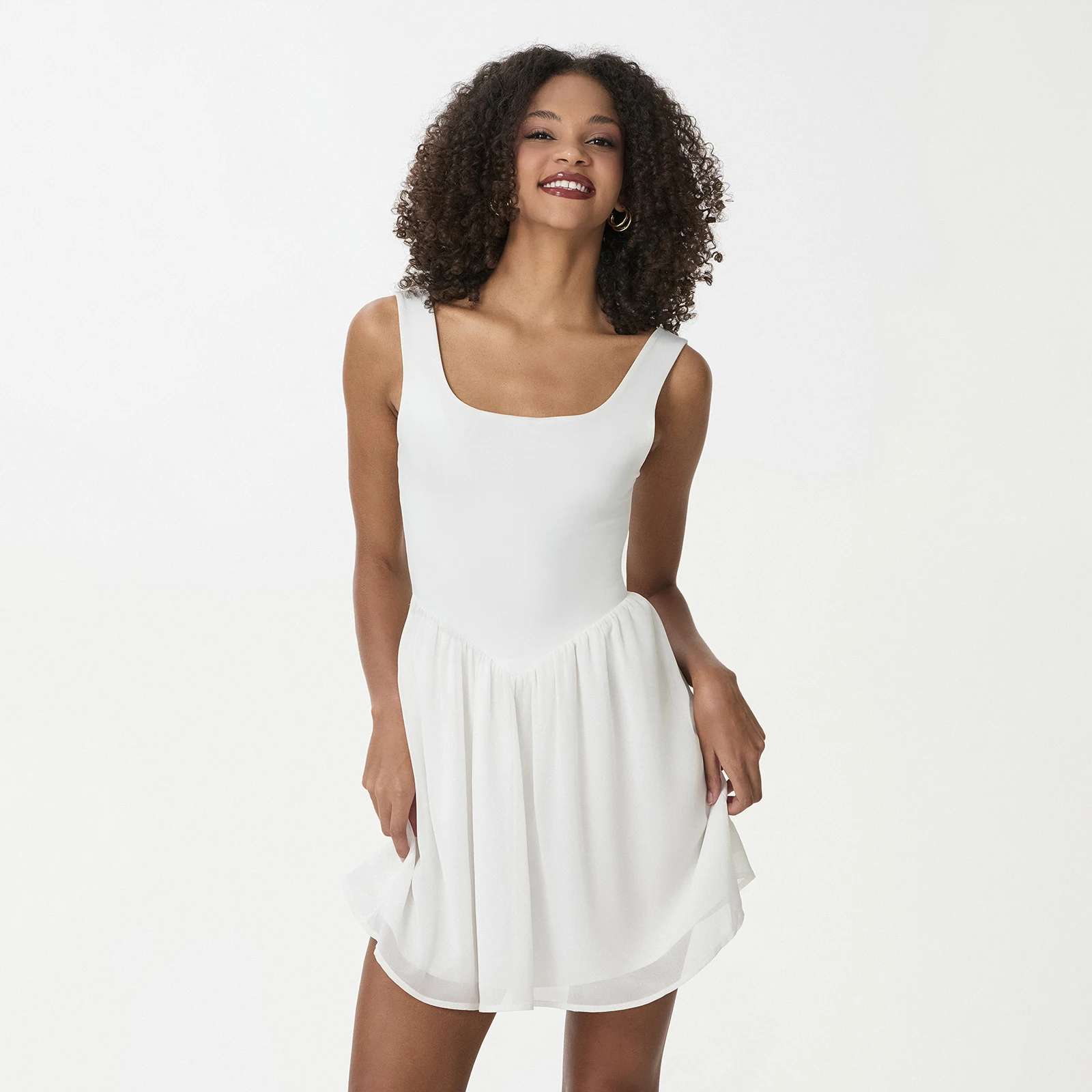 Robe trapèze dos nu à col en fibre solide pour femmes, robe à enfiler sexy, mini robe d'été, vêtements de fête