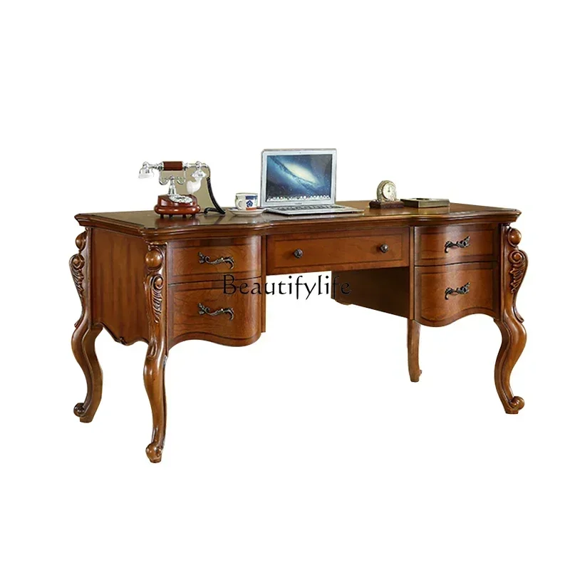 

FG28American solid wood desk home retro office European high-end calligraphy table