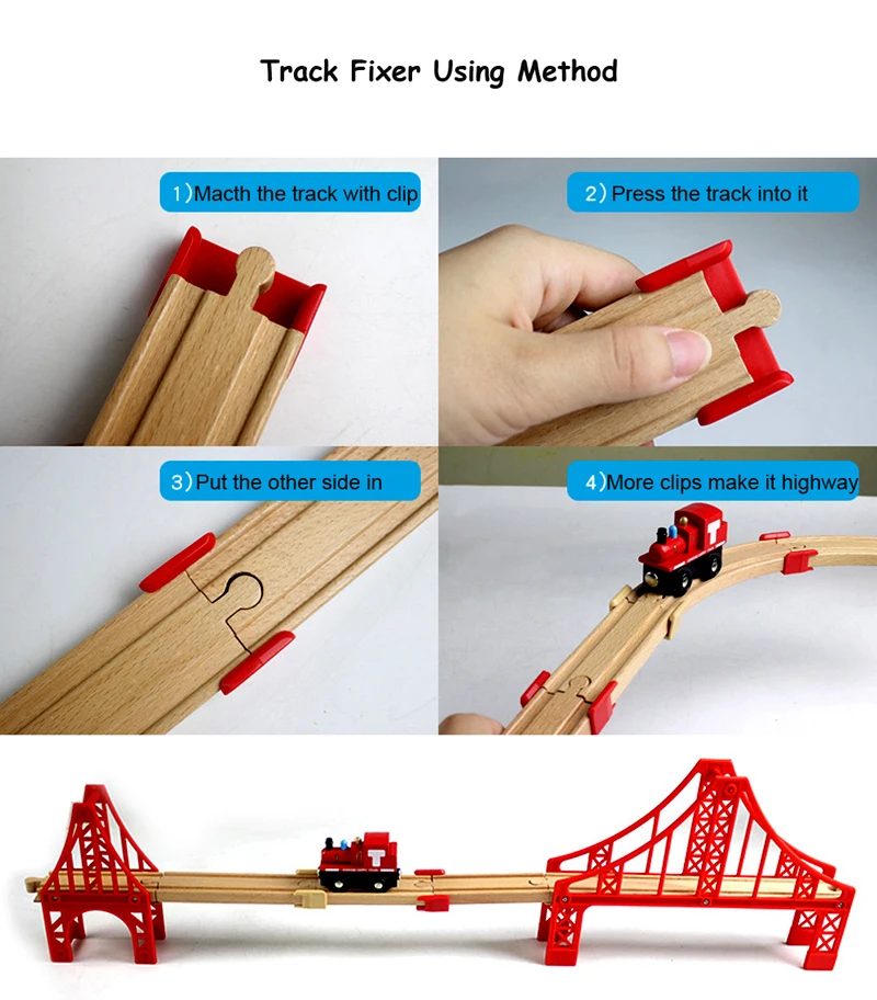 Neue Holzschiene Zubehör Buchenholz Zugschiene Eisenbahnspielzeug Passend für Biro Alle Markenschienen Lernspielzeug für Kinder – Detail 15