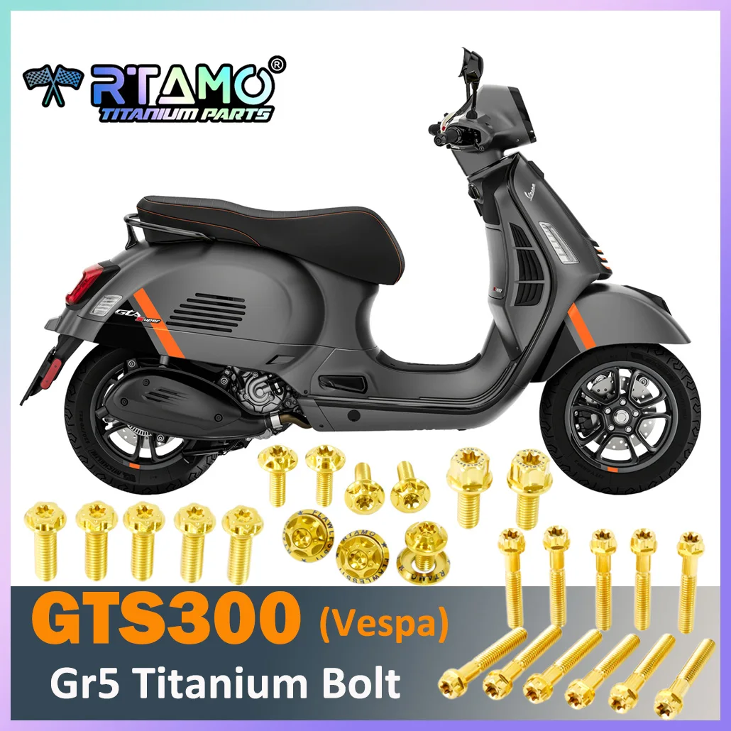 RTAMO Gr5 Titanschrauben, Batterieabdeckung, vorderer Bremssattel, Gabel, Bremsscheibe, ABS-Halter, Motorabdeckung, HPE-Schrauben für Vespa GTS300, GVT300