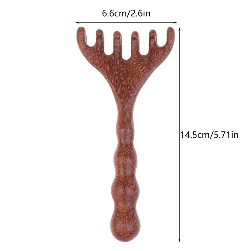 Wide Tooth Gua Sha Tool Scratcher Spa Promote Blood Circulation Deer Antler Comb Head Meridian Massage Comb Anti-static Wooden