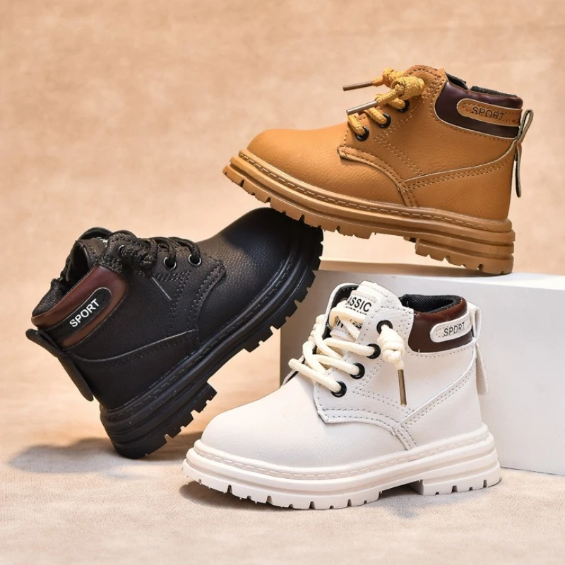 

Лидер продаж, детские ботинки, новинка зимы 2025 года, ботинки на плоской подошве в британском стиле, модные нескользящие удобные универсальные хлопковые сапоги принцессы для девочек