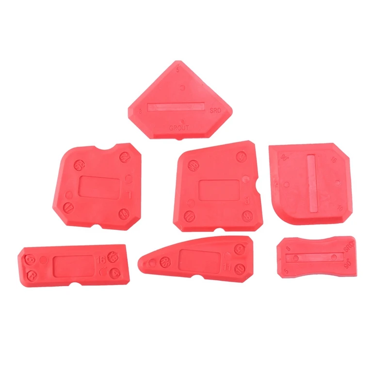 Silicone Caulking Tool Kit para vedação de piso, ferramentas de acabamento, alisamento, cozinha, banheiro, vermelho, novo, 9 pcs