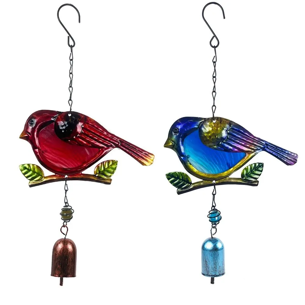 Engraçado pássaro Wind Chimes, Garden Wind Chimes, Vidro de metal pintado, Acessórios criativos