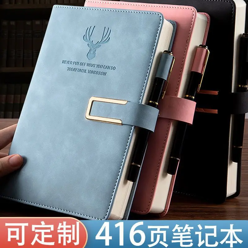 Fawn notebook book super thick college student A5 leather bound business notepad thick retro simple Korean edition diary