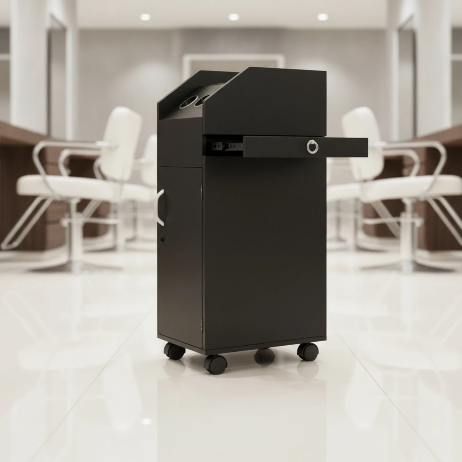 Salon Cabinet with Wheels Professional Salon Cabinet Furniture Heat Resistant Long-Lasting for Hairstylists, Hair Salons
