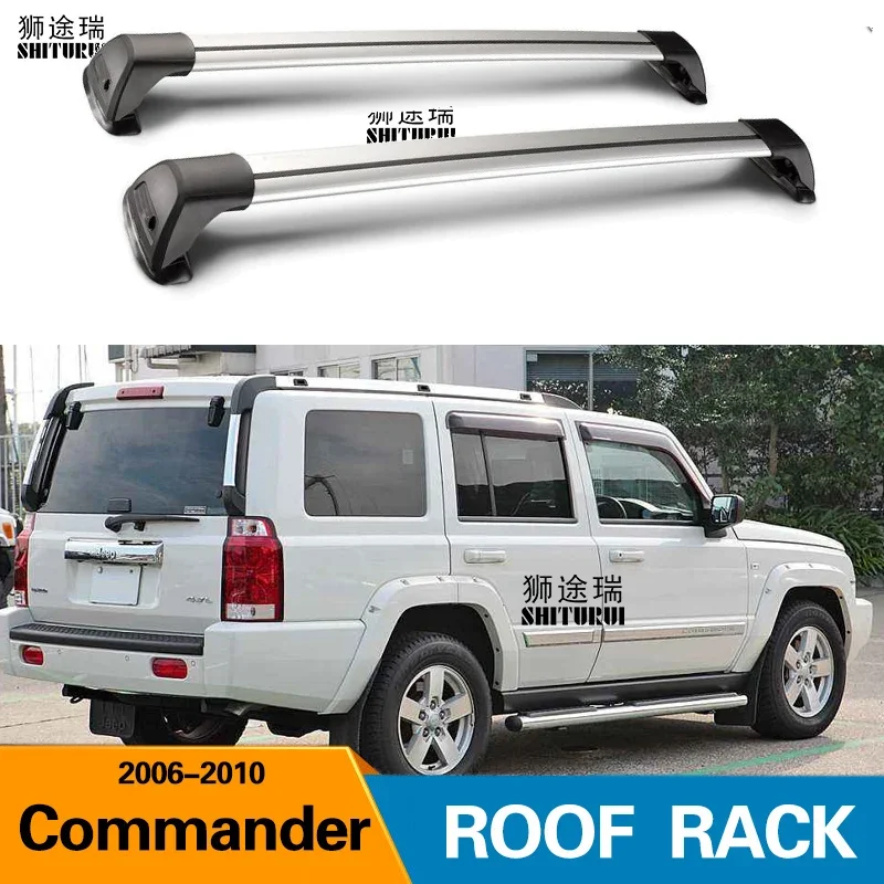 2 Pcs for JEEP COMMANDER (XK, XH) 2006-2010  Roof Bar Car Special Aluminum Alloy Belt Lock Led Shooting CORSS RACK