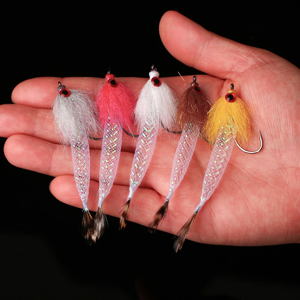 3/5pcs 4# Lifelike 3D Fish Eyes Mylar Minnow Flies Flash Tube Baitfish Streamer Fly Bass Trout Salmon Pike Fishing Lures