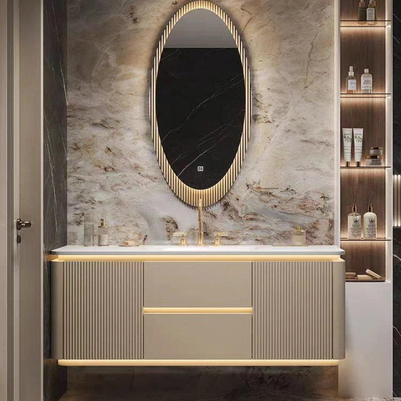 

Floating Modern Luxury Bathroom Cabinet Mirror Led Light Space Saver Bathroom Cabinet Restroom Accessories Badschrank Furniture