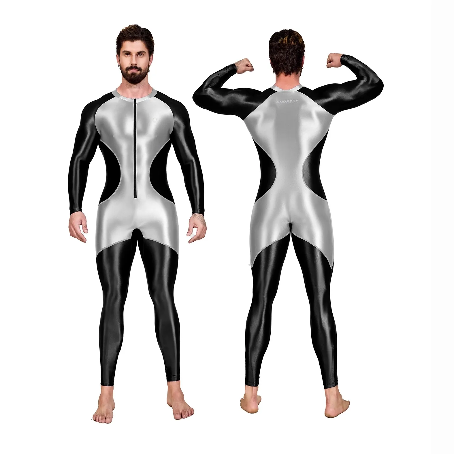 AMORESY Centurion سلسلة الساتان بريق مطاطا المرقعة تصفح ملابس السباحة بذلة رياضة اللياقة البدنية رياضية ارتداءها Playsuit تأثيري