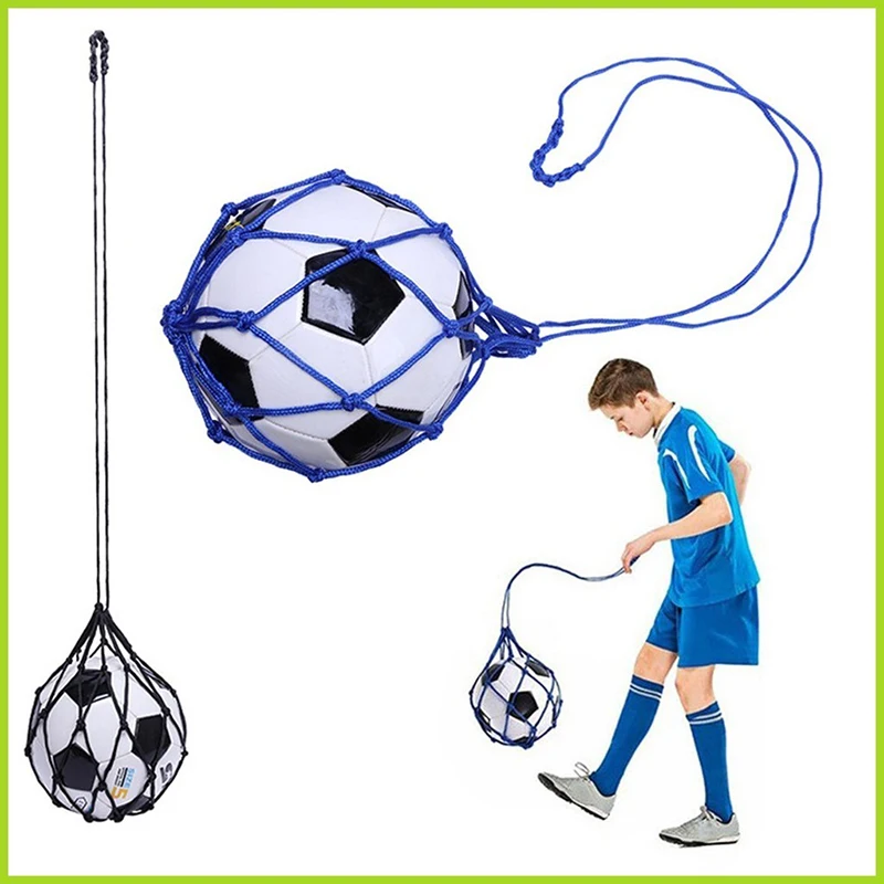 Juventude futebol auto trainer kick net bolso profissional esporte ao ar livre náilon net saco de basquete malha sólida bola de futebol carry bag