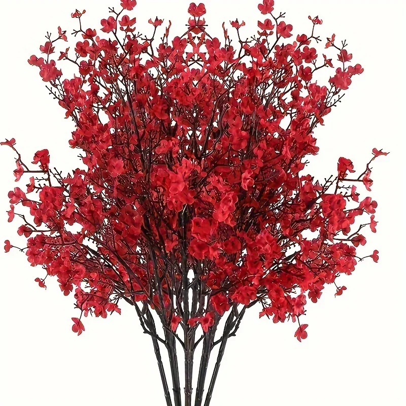 1 piece of artificial flower red with realistic touch, artificial gypsum bouquet, fake silk plant decoration Party decor Bouquet