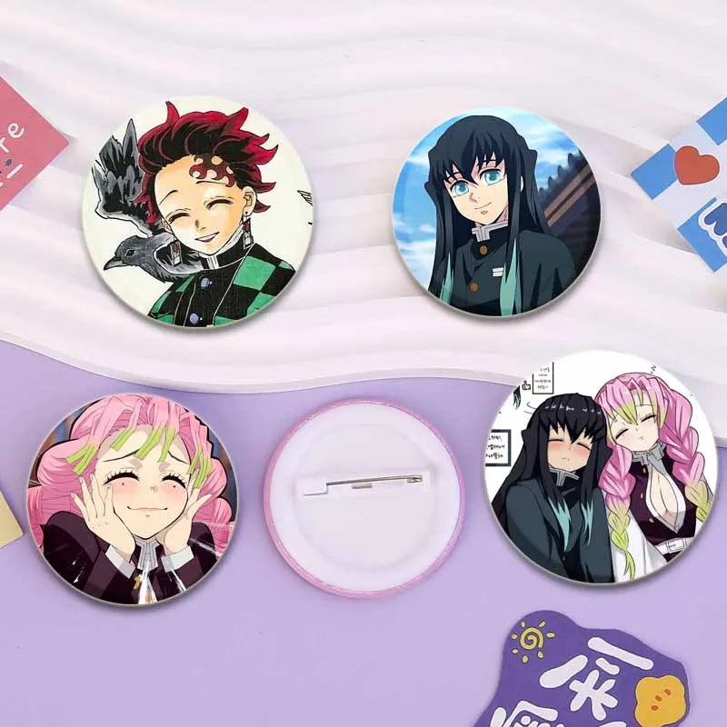 شيطان الكرتون شارة بدبوس Agatsuma Zenitsu Kanroji Mitsuri Kochou Shinobu Tsuyuri Kanao Kamado Tanjiro Kamado Nezuko أنيمي بروش #2