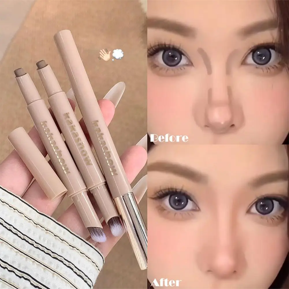 2026 New Nose Shadow Contour Pen With Sumdge Brush Naturally 3D And Brightening Contouring Stick Cream-Textured Nose Shadow Pen image 5