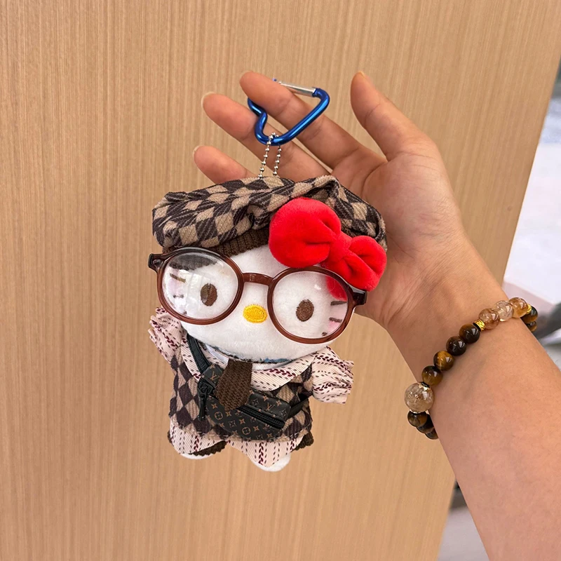 Sanrios bonito hellokittys plushie chaveiros dos desenhos animados gatinho gato saco charme adorável acessórios para meninas pingente de animal de pelúcia presentes