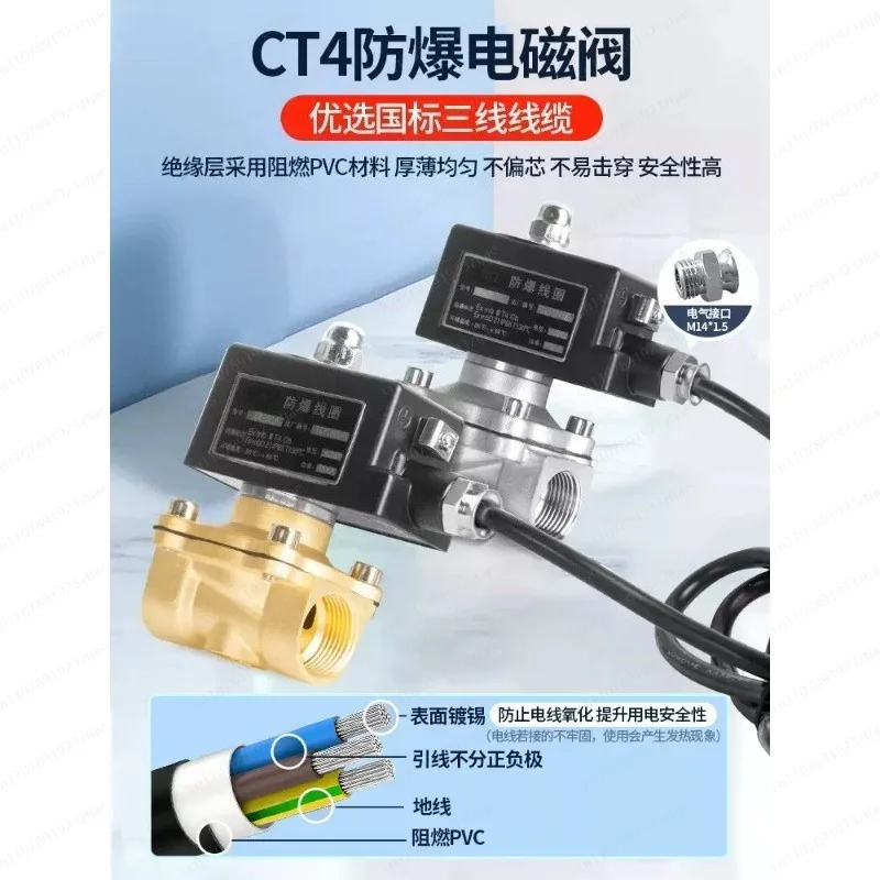Explosion-Proof Normally Closed Solenoid Valve DN-15, Multi-Voltage 12V 24V 220V for Mine Air and Water Pipe Control