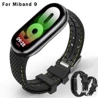 Rubber Strap for Mi Band 9 Bracelet Sport Belt Silicone Watchband Replacement Smartwatch Bracelet for Xiaomi Mi Band 8 NFC Strap