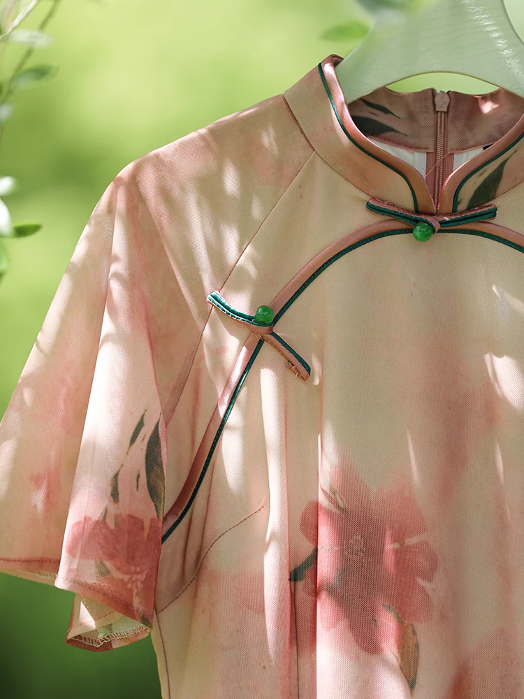 

Ретро-платье для молодых девушек розового цвета Dr Jiangnan Floing Xinchao, женское, с длинным рукавом, миди, с цветочным принтом, для повседневной носки