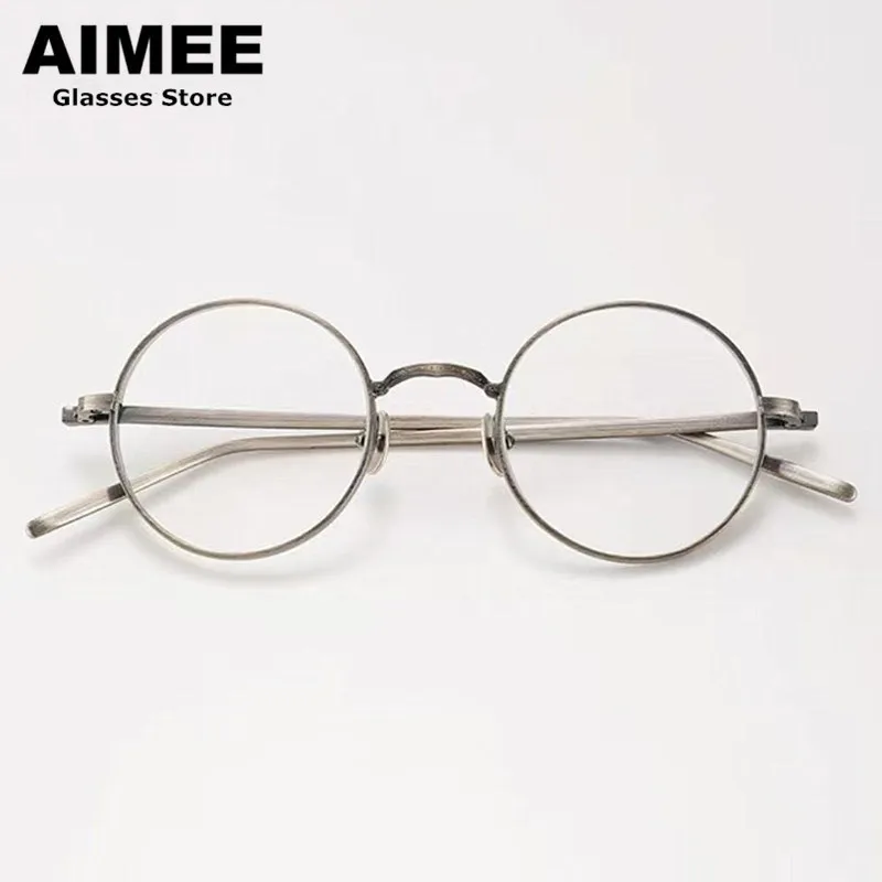 

Очки из чистого титана в ретро-стиле, круглые, ультралегкие, для мужчин и женщин, оправа для коррекции зрения, винтажные, 2026, для близорукости, оптические, мужские