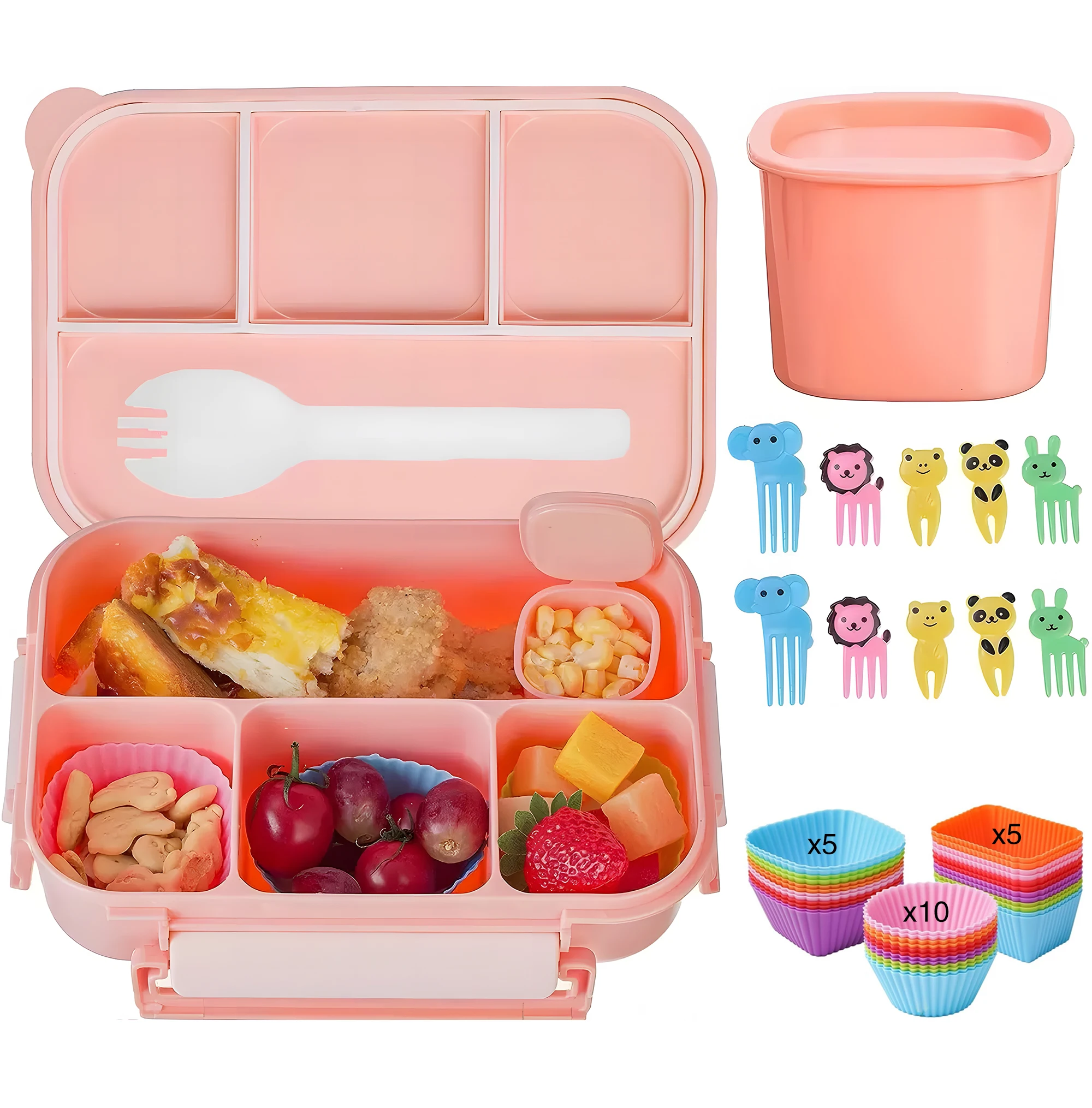 

Children's Food Box for School/Kids/Kindergarten/Boys With Fruit Fork BPA Free Microwave Safe Snack Sandwich Lunch Box