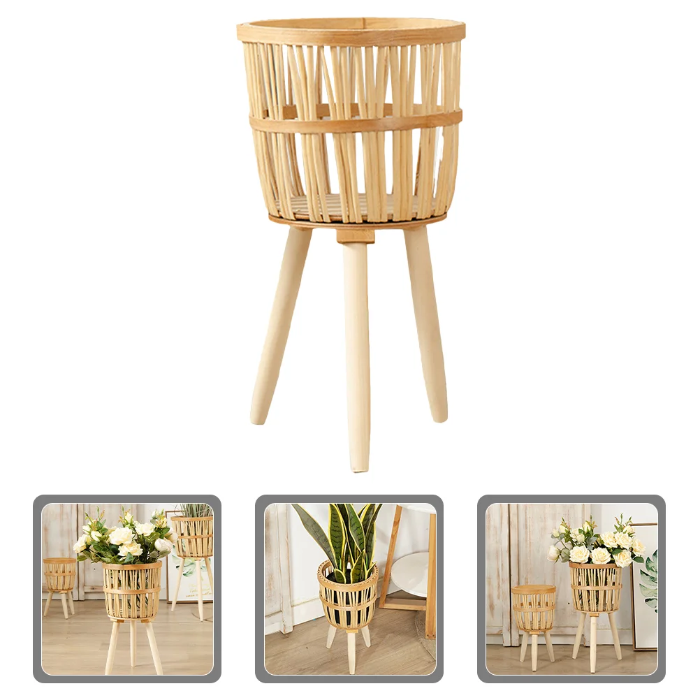 

Bamboo Flower Basket Plant Pot Rack Container Planter Stand for Home Indoor Pots Plants