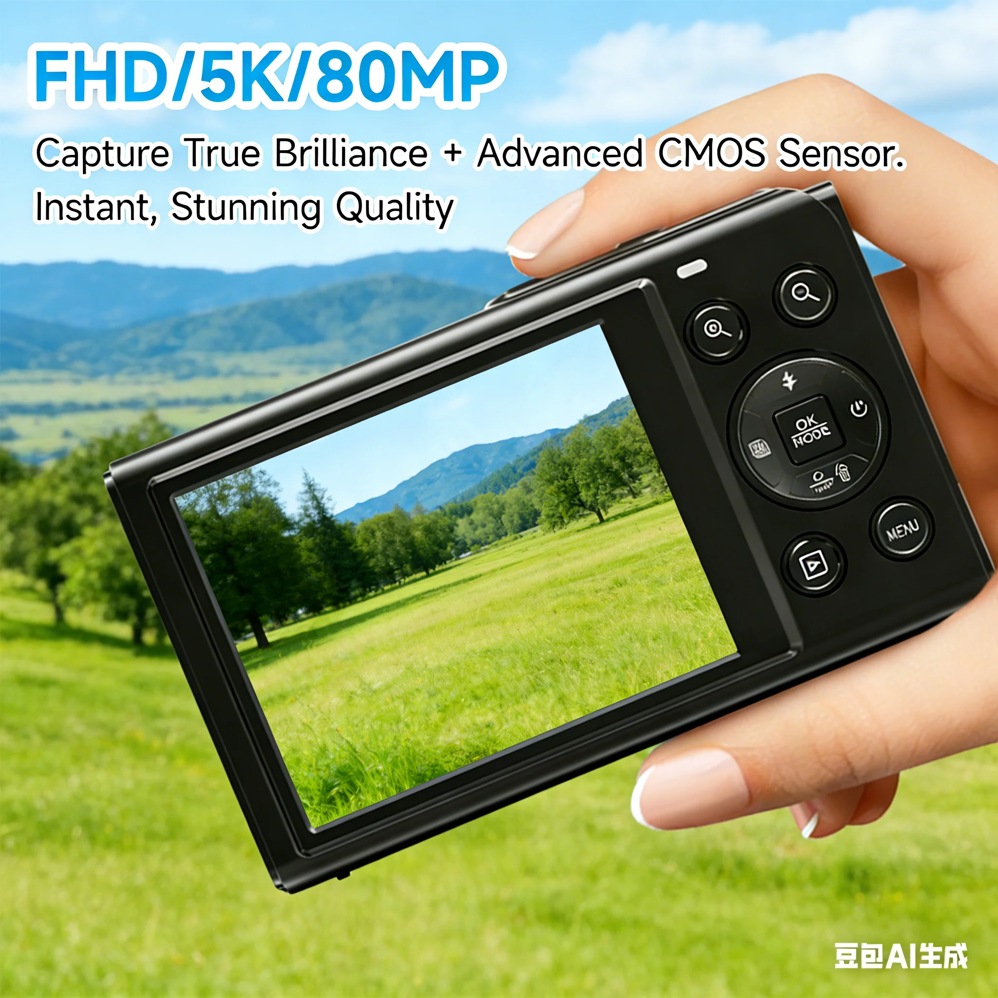 

5K Dual Screen Digital Camera 80MP Retro CCD Photographic Cameras 8000W Pixel Auto Focus with 18x Zoom for Kid Adult Photography