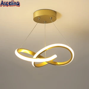 Modern LED Line Pendant Light, Alumínio Pendurado Lâmpada para Entrada, Corredor, Passage Restaurant, Luminária Interior, 24 cm, 30cm 10 principais vendas lustres pendentes dourados - №10
