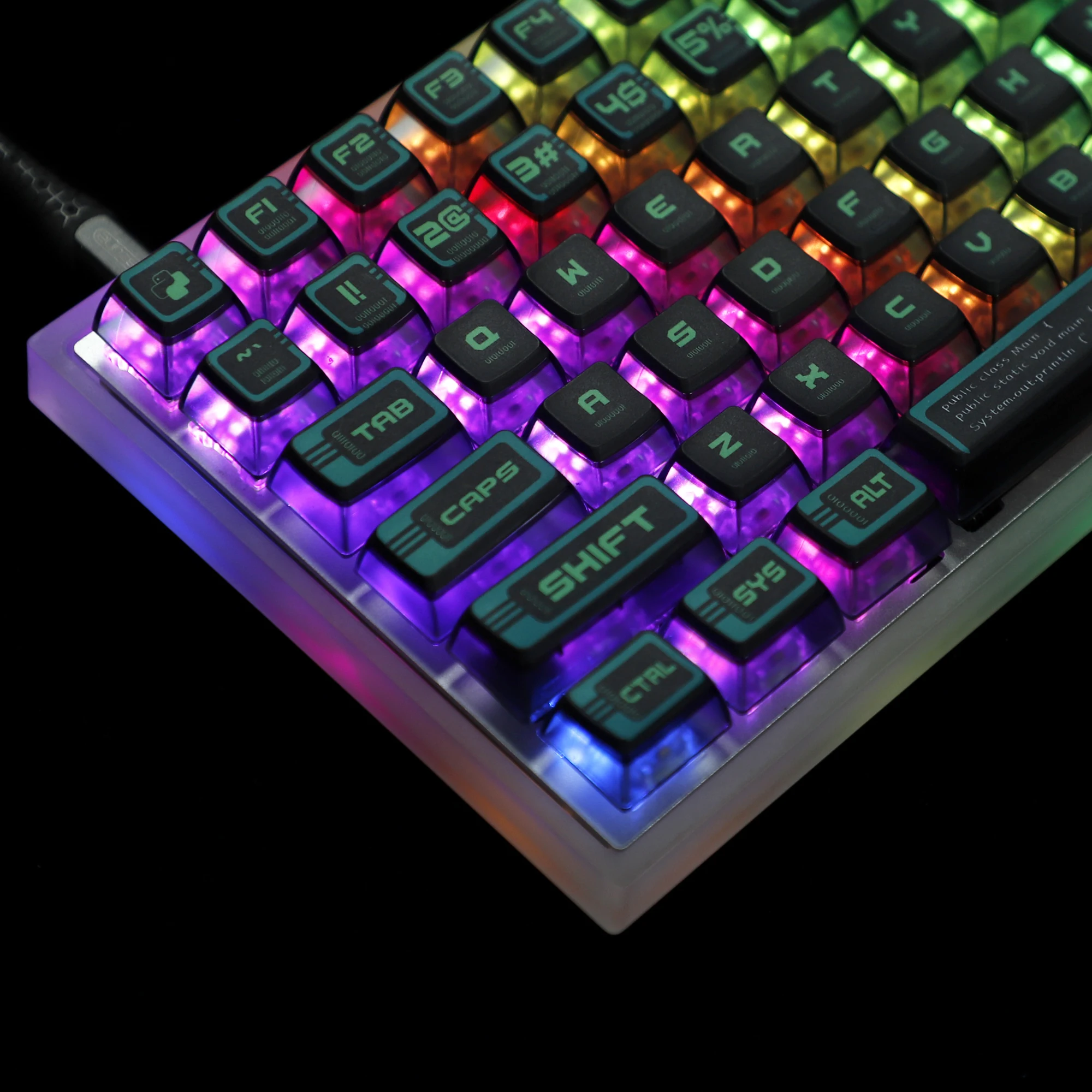 Green Cyber Style 116 Key PBT Pudding Backlit Smoky Keycaps ASA Profile For MX Mechanical Keyboard 104 96 87 84 68