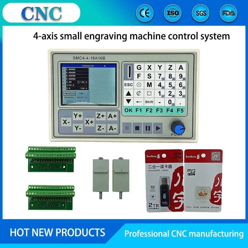 4-axis CNC motion control system kit with NEMA23 hybrid stepper 2.2NM closed loop motor SMC4-4 offline controller