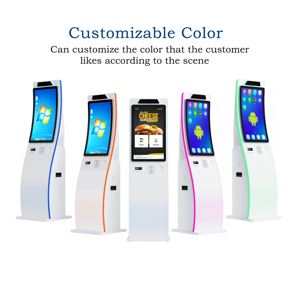 Ticket machines Printer kiosks Flexible screens Curved enclosures Metal keyboards Code scanners Electronic payment Self-service