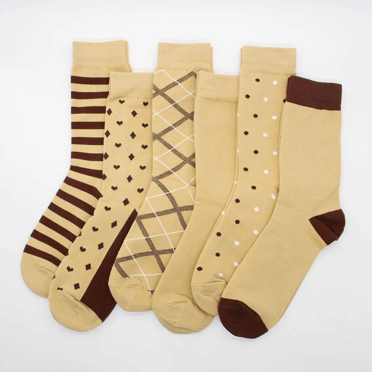 2023 New 6 Pairs Fashion Skin Color Men Dress Cotton Socks High Quality Combed Cotton Business Men Socks Size EU41-48