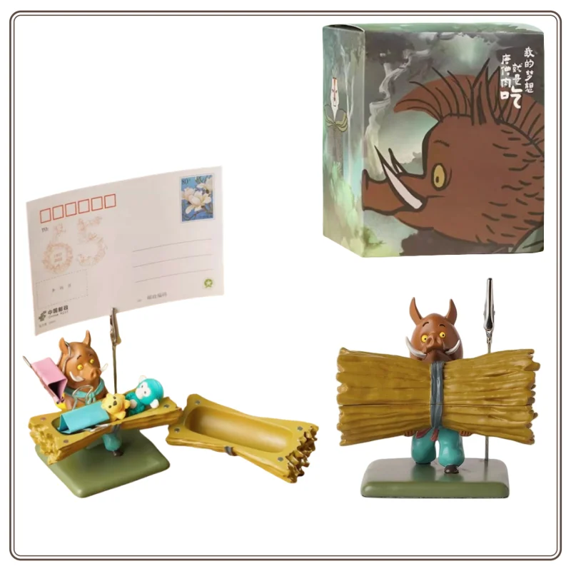 Nueva caja ciega auténtica de película Langlang Mountain Little Monster, pequeño cerdo, trabajador de monstruo, muñeca ornamental hecha a mano para coche de escritorio
