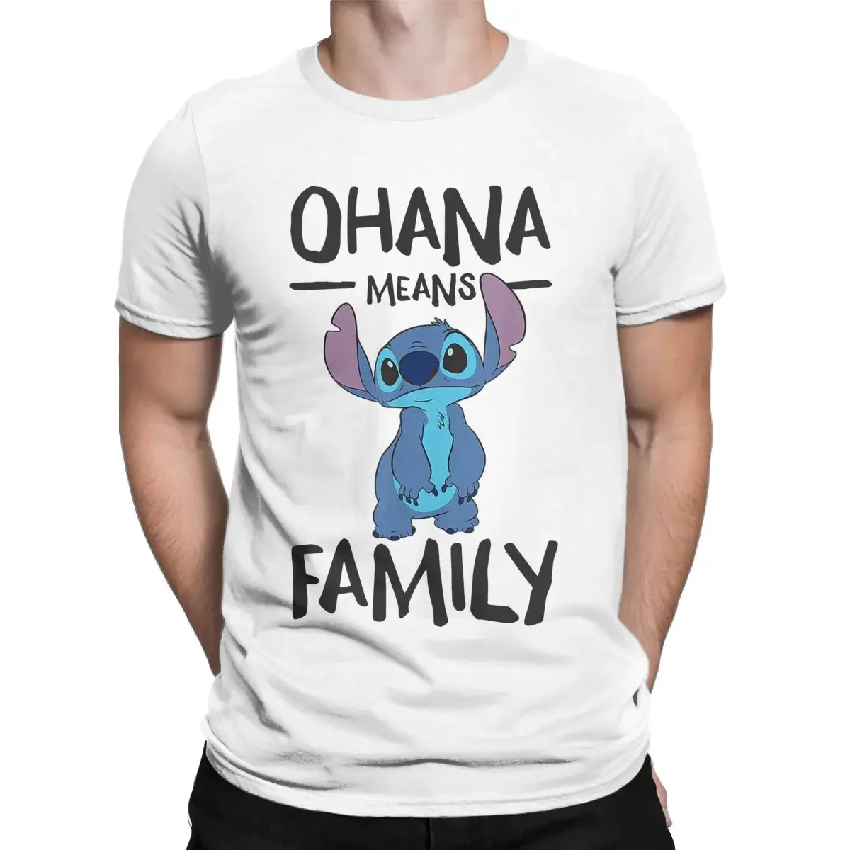 2025 Printed Men's T-Shirt Vintage Ohana Means Family Stitch Cartoon Summer Kawaii Sports Comfort Top Casual Fashion