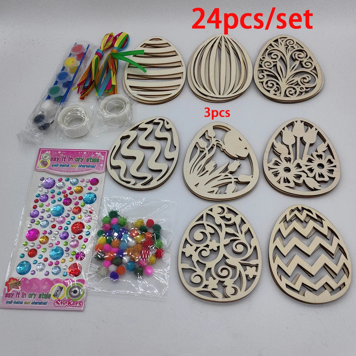 DIY Wooden Easter Egg Craft Kit – Paint Your Own Colorful Egg Ornaments Ideal for Spring Classroom Activities and Home Crafting