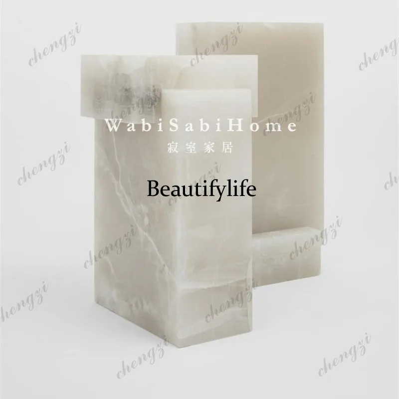 A73 natural jade marble villa corner column dining table exhibition stand ornament sculpture table base