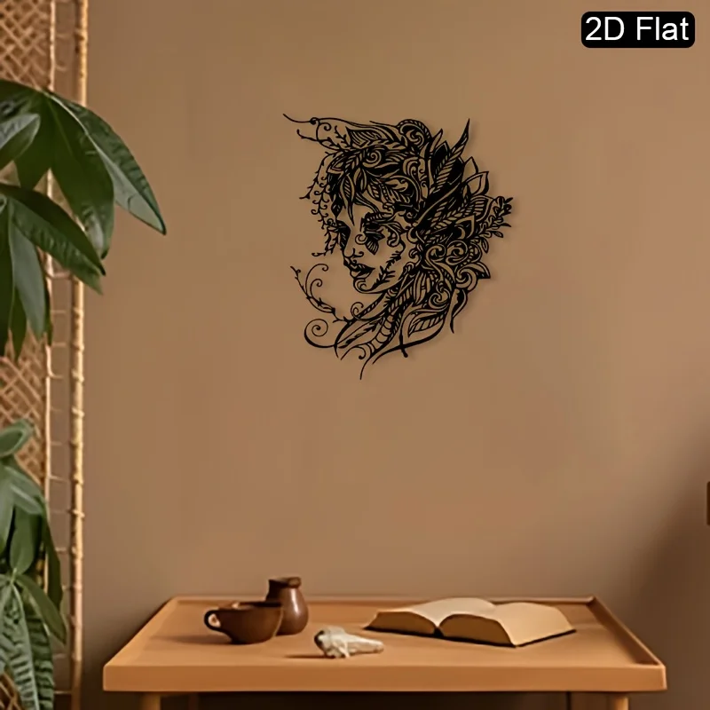 Enchanted Dryad Iron Wall Art Floral Nymph Rustproof Indoor Outdoor Garden Fence Hanging Decor Ornament Bedroom Studio