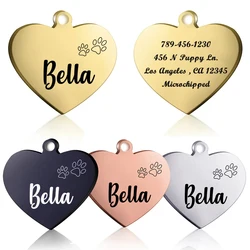 Custom Dog Cat ID Tag Engraved Record Tel Address Cat Puppy Personalized Paw Print Medal Pendant Dog Pet Collar Accessory