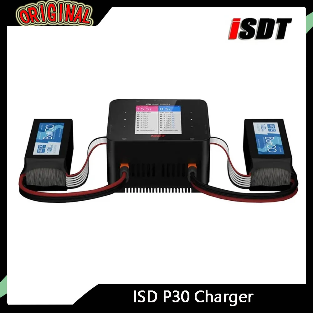 

ISDT P30 Smart Duo зарядное устройство | Двухканальный, 1000 Вт × 2, 30 А × 2, балансное зарядное устройство/разрядник BattGo для литий-полимерных аккумуляторов 1–8S, радиоуправляемых дронов