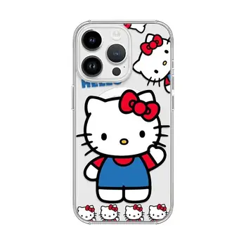 Roztomilý magnetický kryt s motivem Hello Kitty pro iPhone 17 16 15 14 13 12 11 8 7 Air Plus Pro Max X XR XSMax Měkký průhledný TPU kryt 8 nejlepší prodej Kryt na telefon Hello Kitty - №4