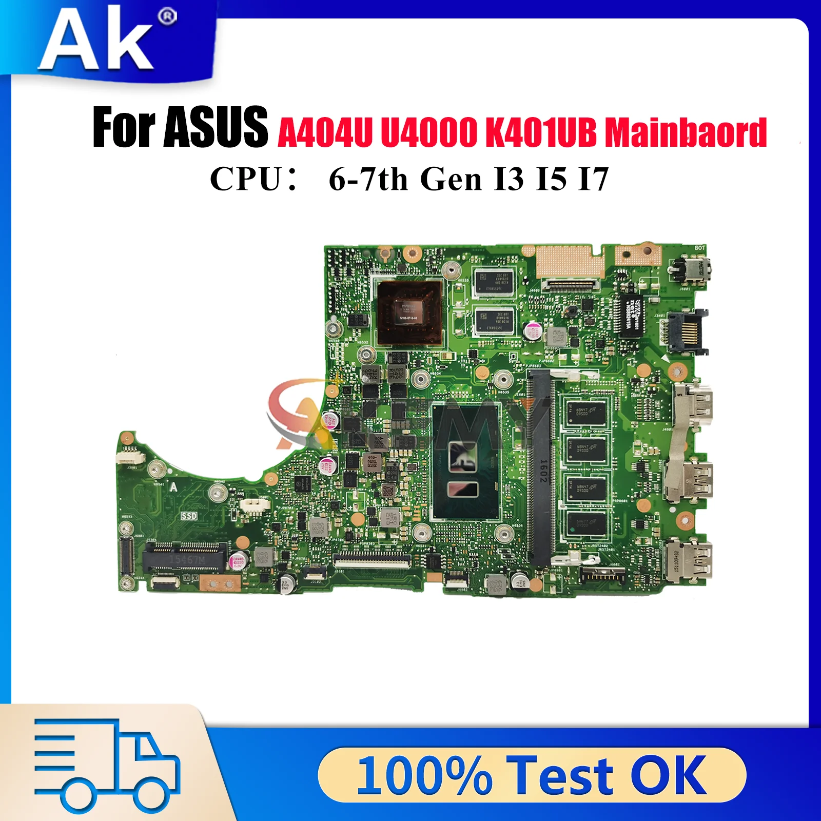 

K401UB Материнская плата для ноутбука ASUS VivoBook K401UQK K401UB A404U U4000 K401UQ K401U Материнская плата с процессором I3 I5 I7 в порядке быстрая доставка
