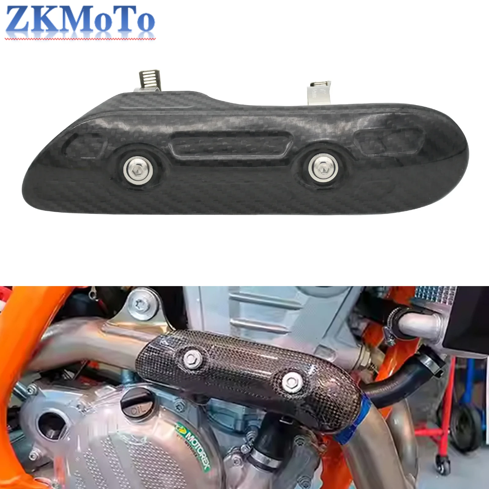 Motorcycle Carbon Fiber Exhaust Heat Shield Protector Guard Cover For KTM 250SXF 250EXCF 350EXCF 400EXC 450EXC 500EXC 2007-2023