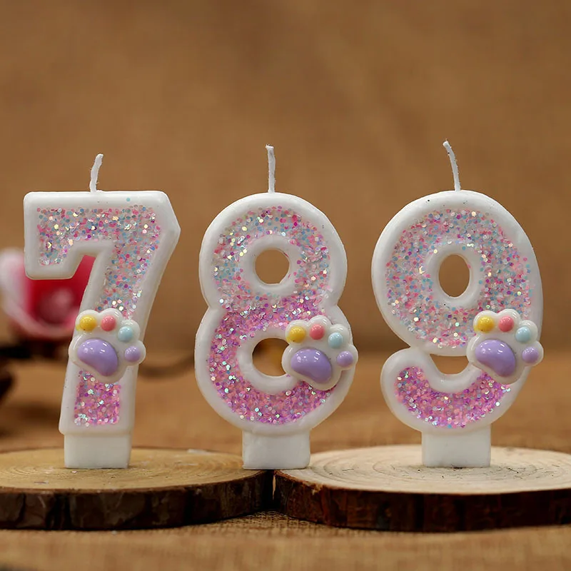 Birthday Candle Digital Candle Colorful Bear Paw Cartoon Creative Digital Candle Atmosphere Birthday Party Birthday Cake Candle