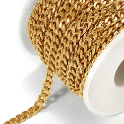 Catena in acciaio inossidabile da 1 metro per collana girocollo creazione di gioielli fai da te uomo donna cordolo color oro collegamento cubano catena Steampunk spessa