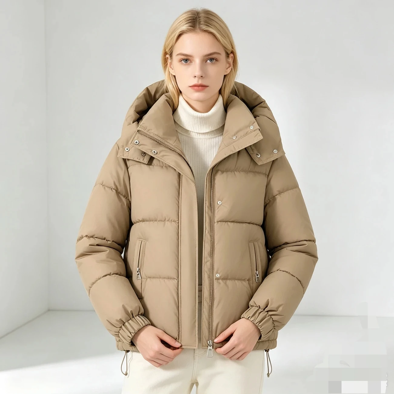 Black Short Coat for Women 2026 New Korean Edition Loose Cotton Jacket Fashion Hooded Versatile Female Thick Parker Warm Outwear