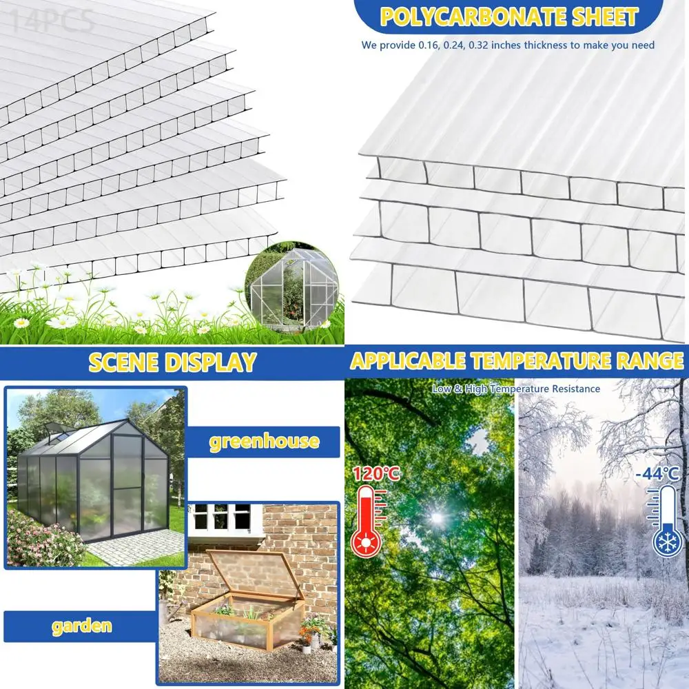 

Durable Polycarbonate Greenhouse Panels - Twin-Wall for Enhanced Light Transmission and UV Protection for Outdoor Gardens and Pl