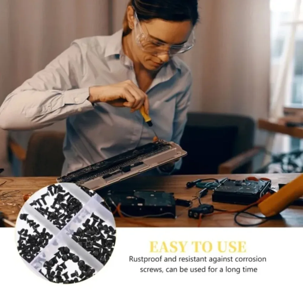 500pcs M2 M2.5 M3 Screw Flat Head Phillips Set Universal Laptop Carbon Steel Screw Tapping Multi Size Kit Repair for Computer