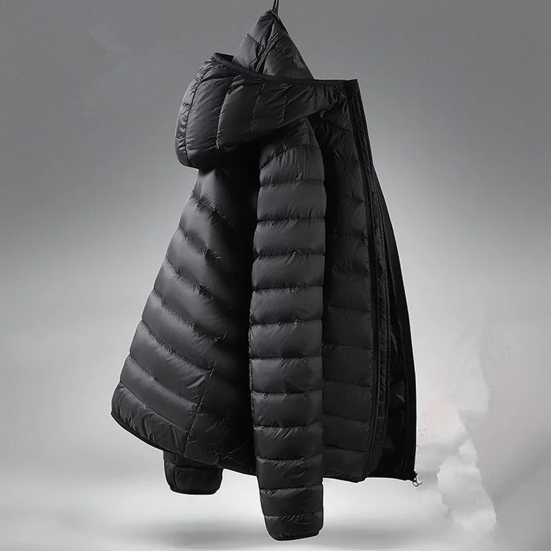 Lightweight Cotton Jacket for Men Casual Hooded down Cotton Autumn Winter Coat Warm Stylish Stand Collar Short Size Large