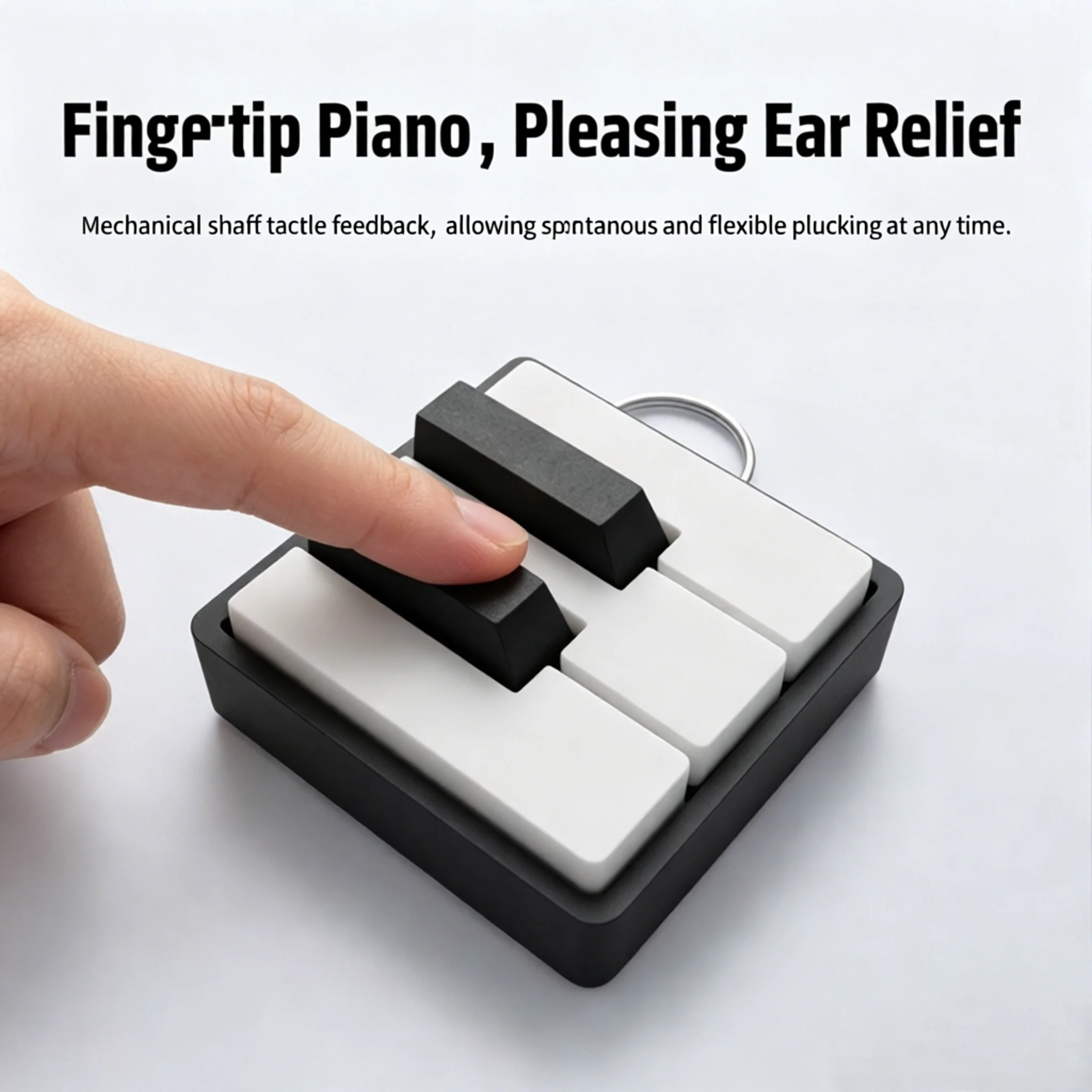 Piano Key Fidget Keychain 3D Printed Mechanical Sensory Gadget Stress Relief Desktop Toy for Anxiety Relief and Pocket Daily Use